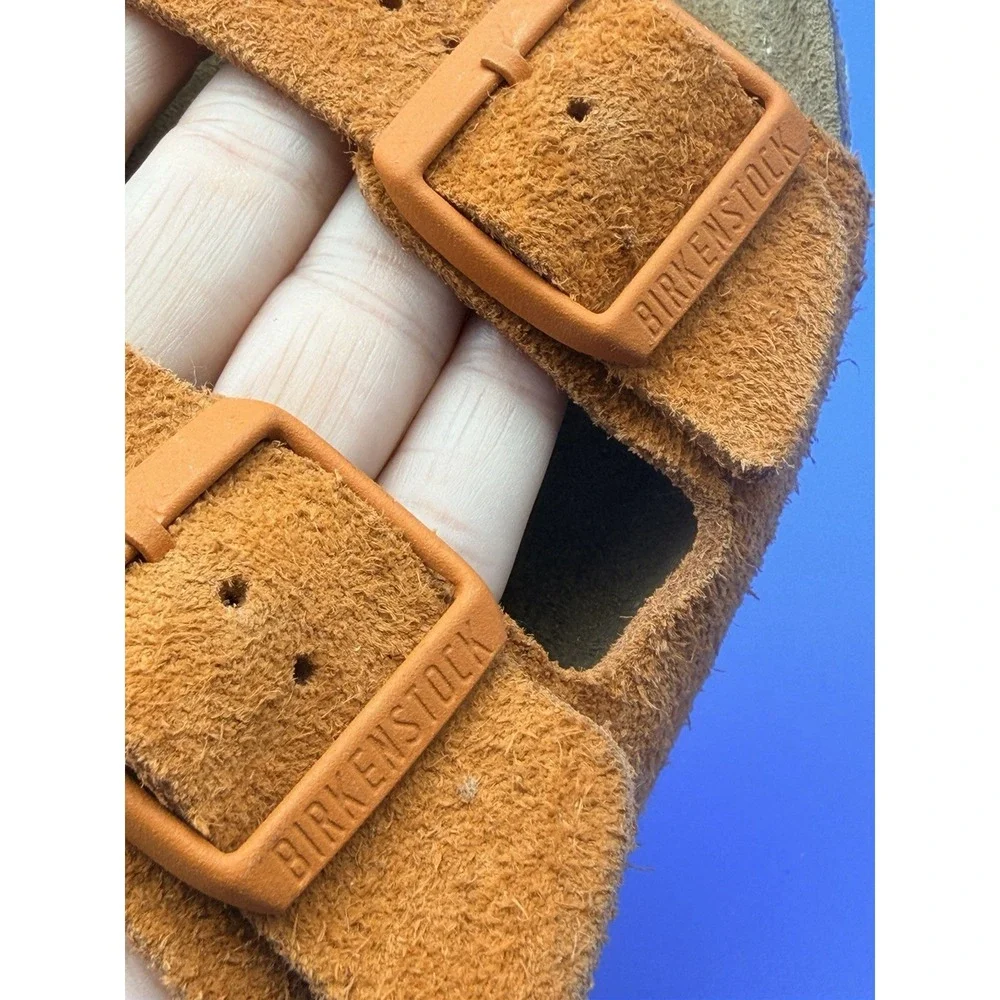 Birkenstock Arizona Suede Strap Sandals Orange EU 38 Narrow Made Germany